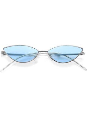 Women's Cat Eye Cute Sunglasses Triangle Vintage Trendy Cool Sun Glasses Blue